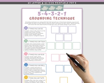 Grounding Techniques Worksheet, Coping Skills Worksheets For Kids, Social Emotional Learning, Child Therapy Counseling