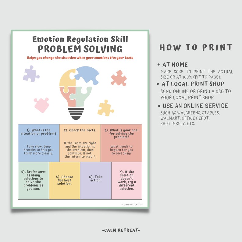 DBT Problem Solving Handout: Emotion Regulation Skills (PDF Download ...