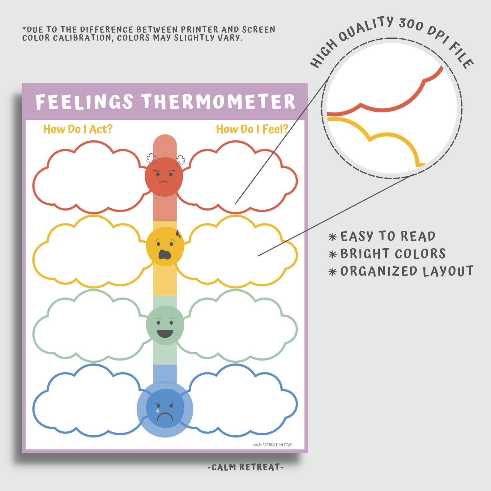 Feelings Thermometer Worksheet, Coping Skills Worksheets for Kids ...