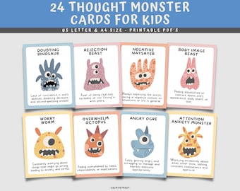 Thought Monster Cards: Kids Mindfulness Activity (Digital Download)