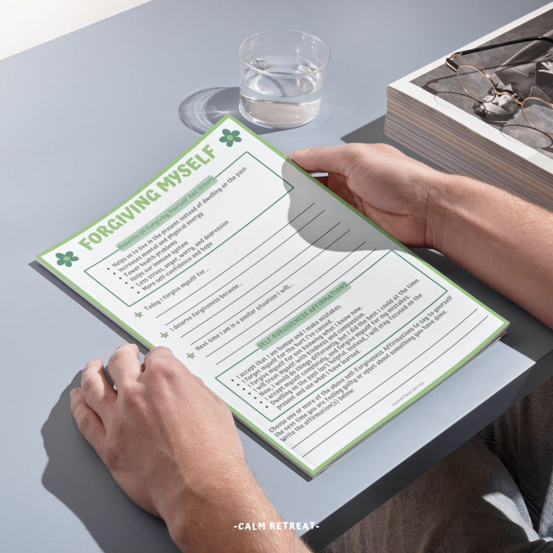 Self esteem Worksheet: Forgiving Myself Self confidence (digital