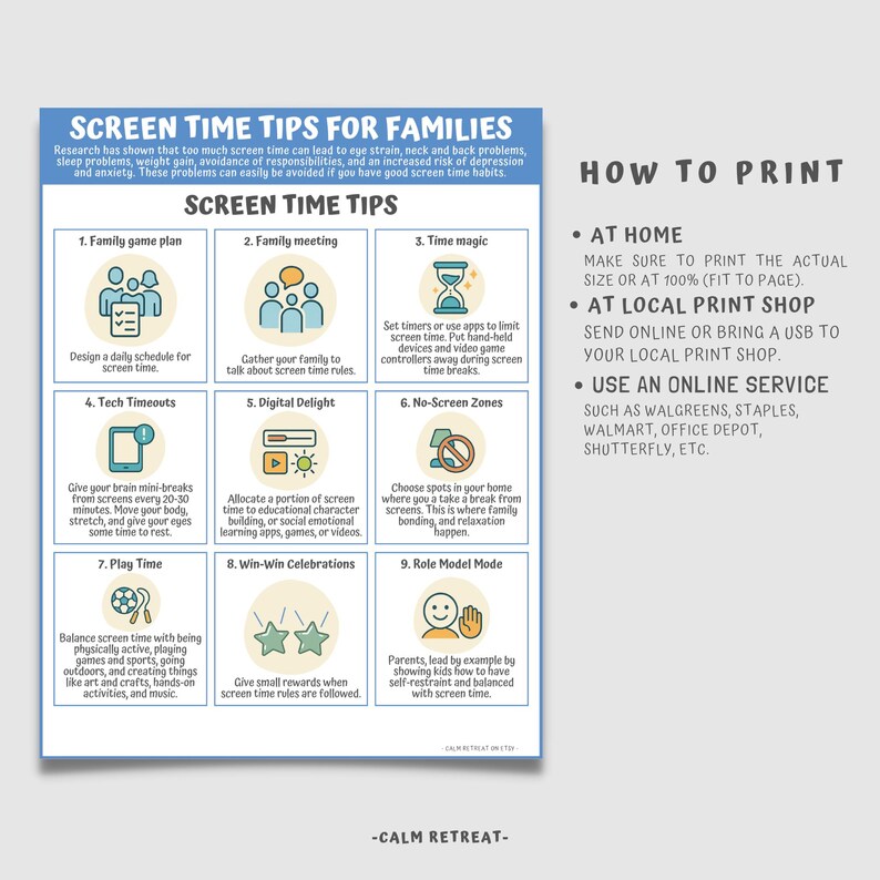 Screen Time Tips for Parents and Families Child Therapy PDF Handout ...