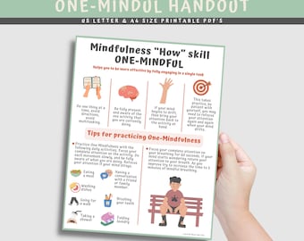 DBT Mindfulness Coping Skills Printable Handout Poster Therapist ...