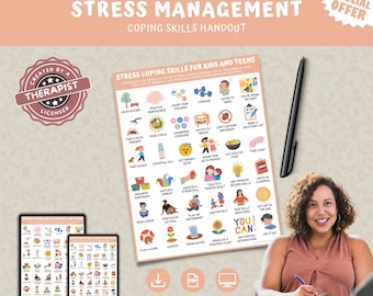 Stress Management Coping Skills for kids & Teens, Anxiety Relief Strategies, Stress Grounding Techniques Children Mental Health Awareness