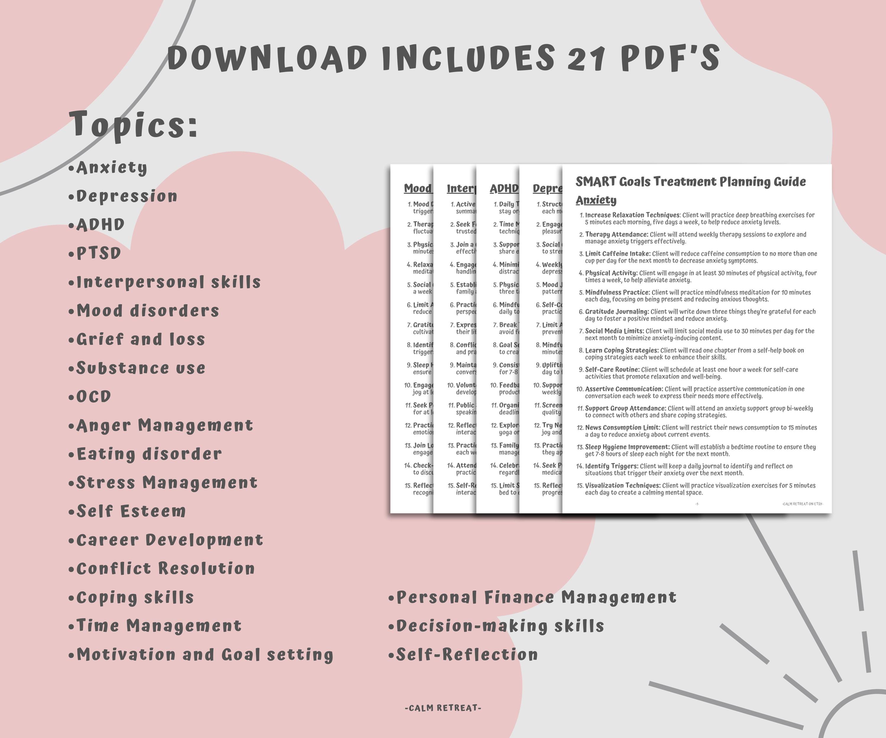 SMART Goals Treatment Planning Guide: Mental Health (digital Download ...