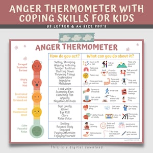 Anger Thermometer Printable: Coping Skills for Kids & Teens (Digital Download)