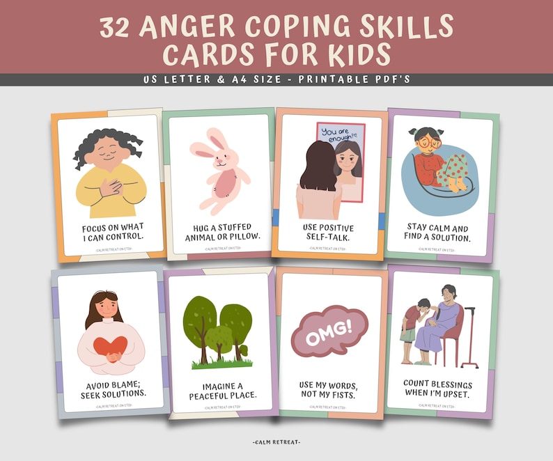 Anger Coping Skills Flashcards: Calming Strategies for Kids (PDF ...