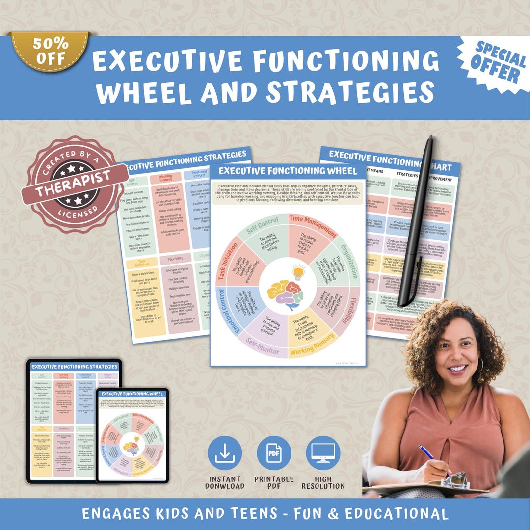 Executive Functioning Wheel & Strategies: ADHD, Autism, Mental Health ...
