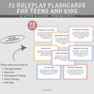 72 Roleplay Flashcards For Teens And Kids, Therapy Resources, Flashcards For Therapy, Teens Talk Cards, Self-Help, Therapy Sessions