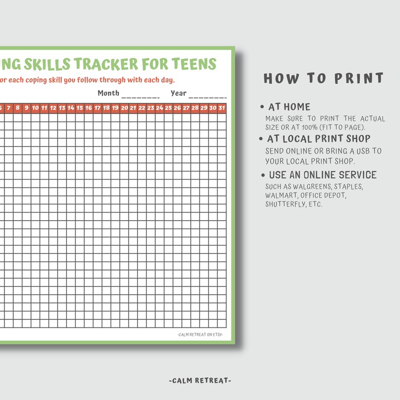 Self-esteem Coping Skills Tracker for Teens: Mental Health Worksheet ...