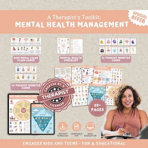 Mental Health Coping Skills Mega Bundle for Kids & Teens, Therapy Counseling Poster Set, Calming Corner Children Awareness PDF