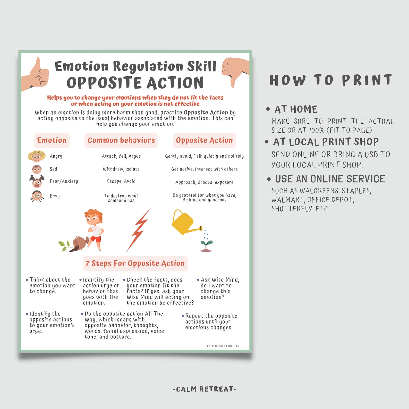 DBT Opposite Action Handout: Emotion Regulation Skills (PDF Download ...