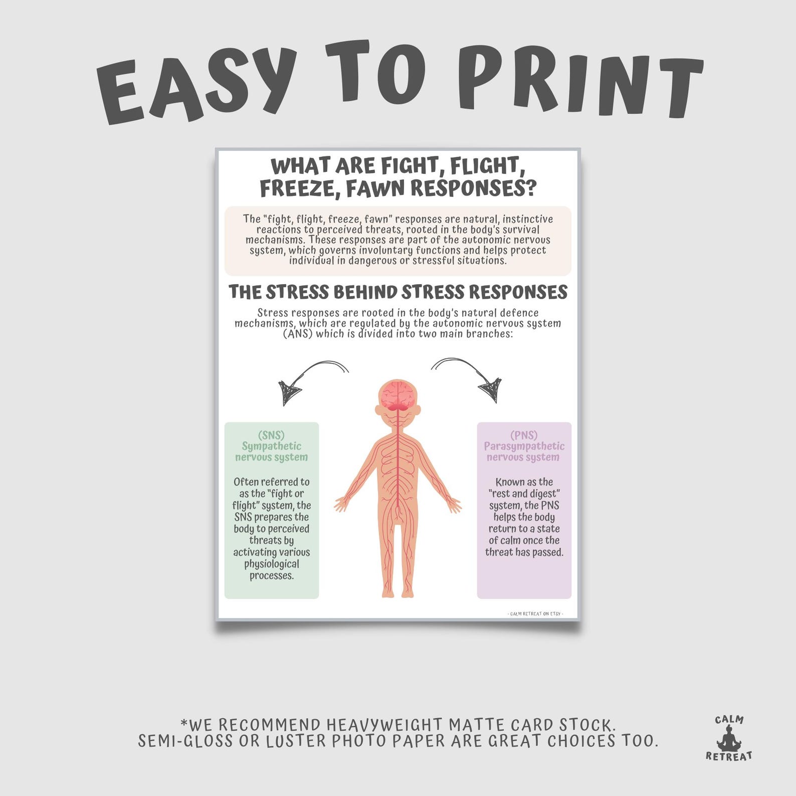 What Are Fight, Flight, Freeze, Fawn, Responses Printable, Stress ...
