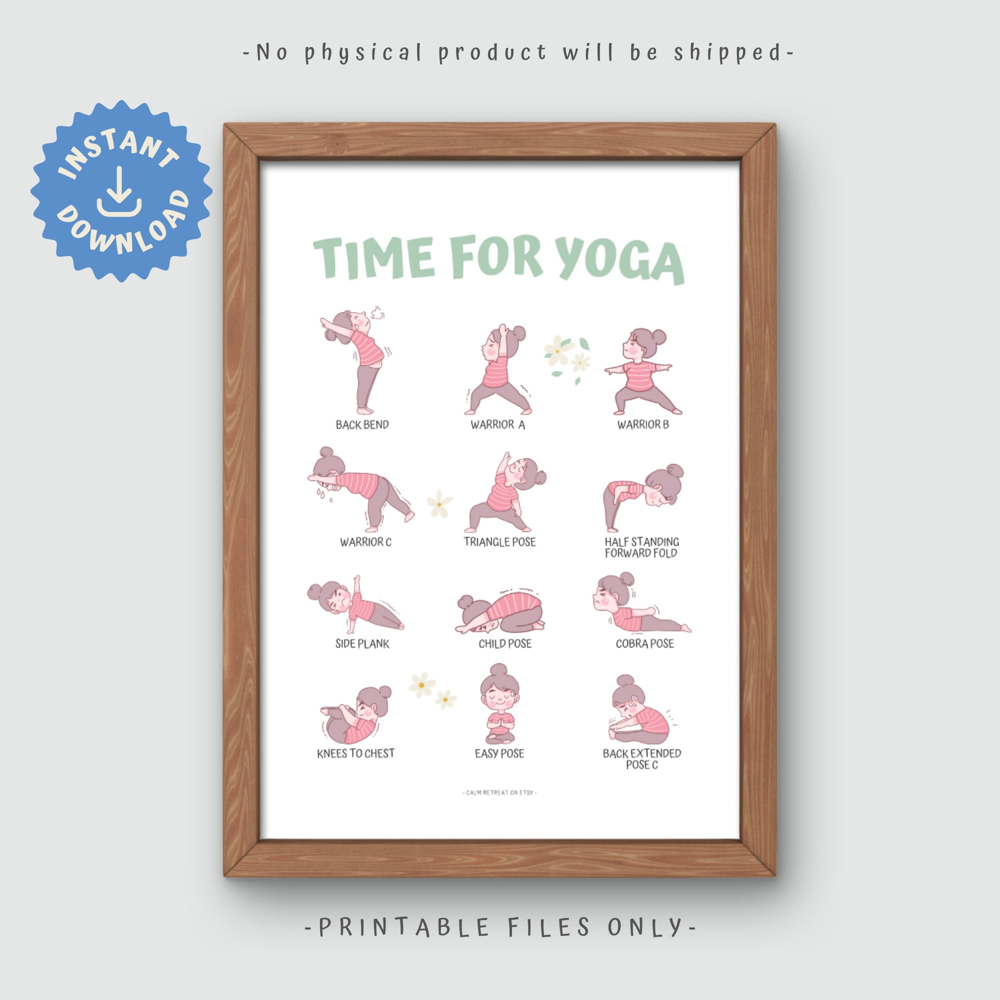 Morning Yoga Routine Printable,morning Yoga Poses, 30 Yoga Poses Poster,  Yoga Poses Wall Art, Yoga Studio Decor,yoga Poses Illustrations Pdf 