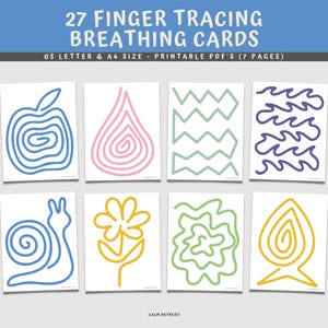 Printable Finger Tracing Calming Cards: Kids Mindfulness Activity (Digital Download)