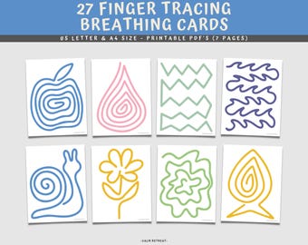 Printable Finger Tracing Calming Cards: Kids Mindfulness Activity (Digital Download)