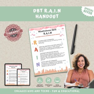 DBT Rain Skill Handout, Emotion Regulation Skills PDF, Dialectical Behaviour Therapy Counseling Poster, DBT Prints, Therapy Office Decor