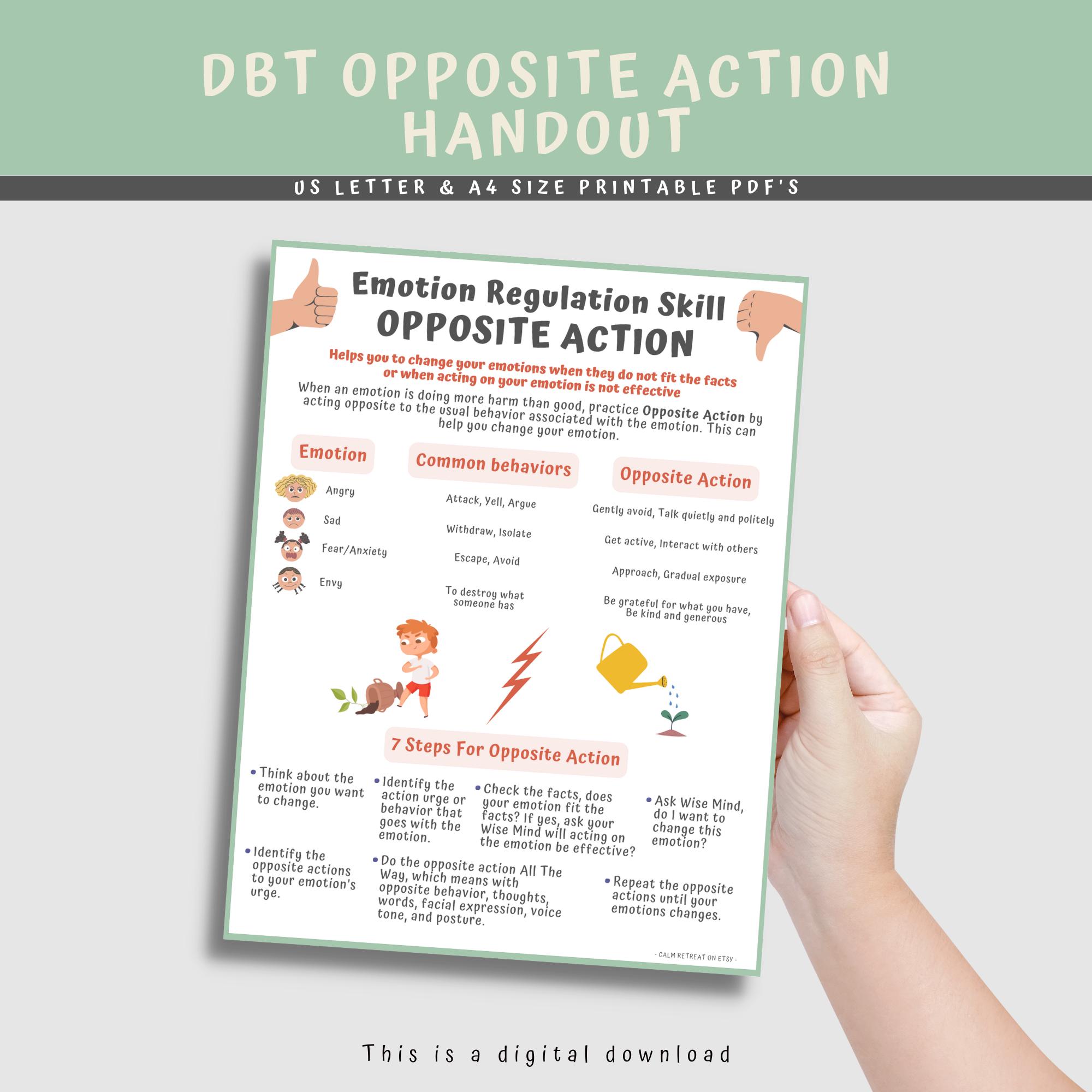 DBT Opposite Action Handout: Emotion Regulation Skills (PDF Download ...