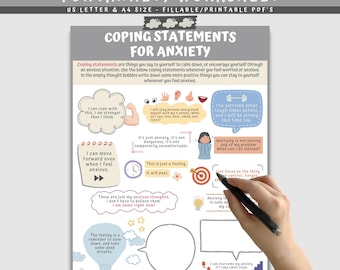 Scheda di lavoro con frasi per gestire l'ansia per bambini e ragazzi (download digitale)