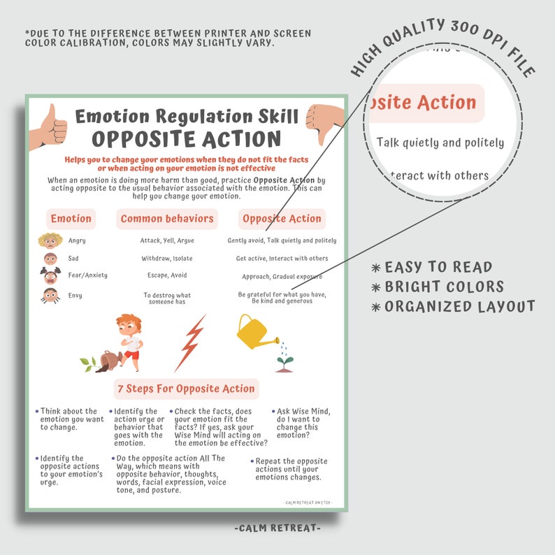 DBT Opposite Action Handout: Emotion Regulation Skills (PDF Download ...