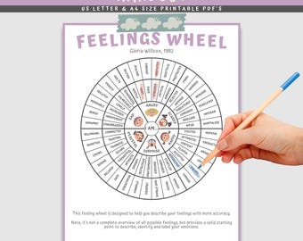 Feelings Wheel Handout: Mental Health Poster for Kids & Teens (Digital Download)