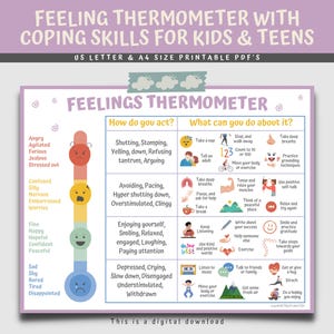 Termômetro de Sentimentos: Habilidades de Enfrentamento, Pôster de Emoções (Download Digital)