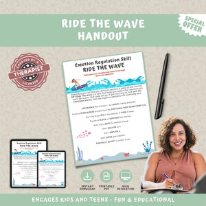 DBT Ride The Wave Handout, Emotion Regulation Skills PDF, Dialectical Behaviour Therapy Counseling Poster, DBT Prints, Therapy Office Decor