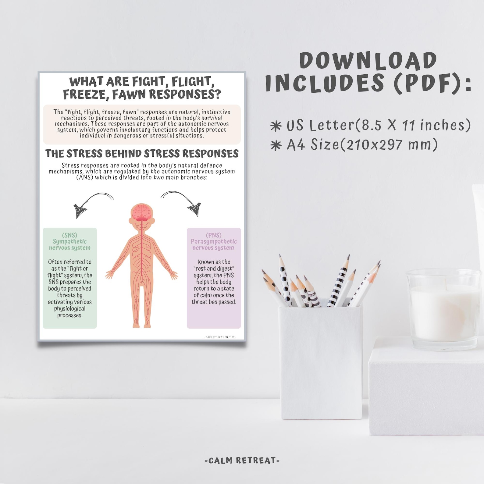 What Are Fight, Flight, Freeze, Fawn, Responses Printable, Stress ...