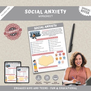 Social Anxiety Worksheet for Kids & Teens: Therapy Counseling Resource (Digital Download)