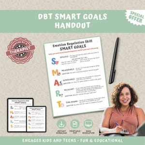DBT Smart Skill Handout, Emotion Regulation Skills PDF, Dialectical Behaviour Therapy Counseling Poster, DBT Prints, Therapy Office Decor