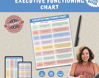 Executive Functioning Strategies Chart: ADHD, Autism, CBT Therapy (PDF Download)