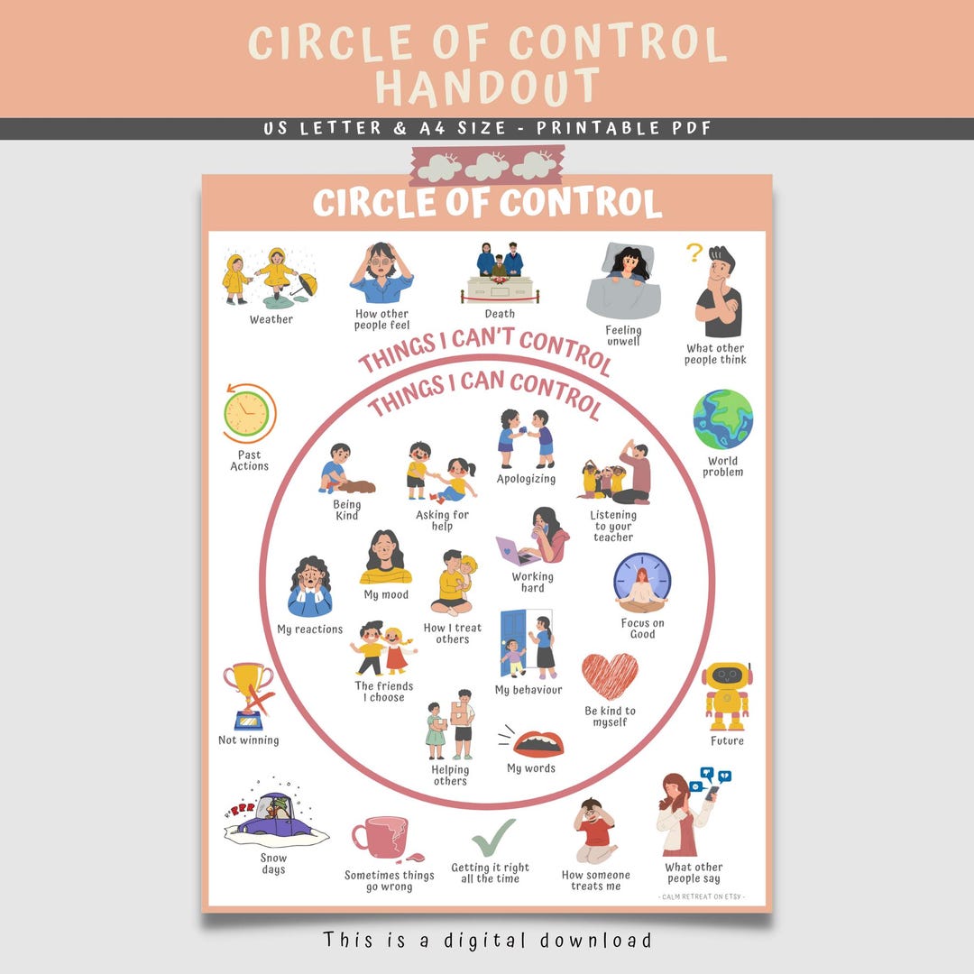 Circle of Control Handout: Mental Health Poster for Kids & Teens (PDF ...