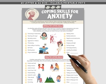 Anxiety Coping Skills Worksheet for Teens: Mental Health (Digital Download)