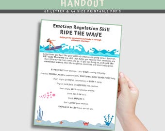 DBT Ride The Wave Handout: Emotion Regulation Skills, Therapy Office Decor (PDF Download)
