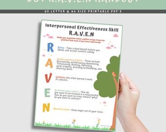 DBT RAVEN Handout: Emotion Regulation Skills, Therapy Office Decor (PDF Download)
