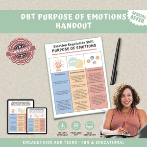DBT Emotion Regulation Handout: Purpose of Emotions, Therapy Counseling (PDF Download)
