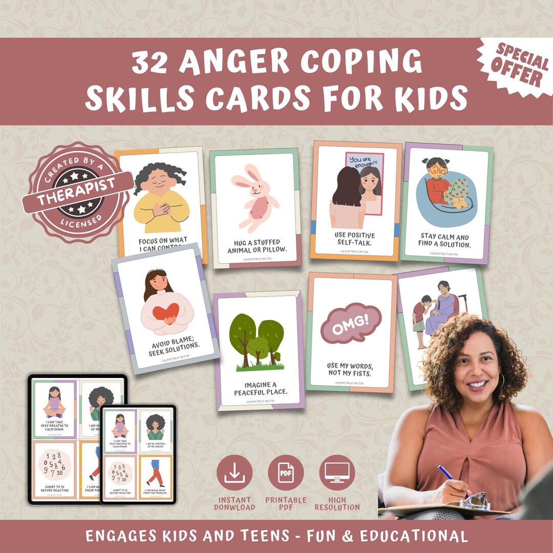 Anger Coping Skills Flashcards: Calming Strategies for Kids (PDF ...
