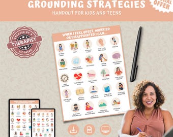 Grounding Strategies Chart for Kids & Teens: Calming Techniques (PDF Download)