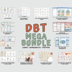 DBT Bundle, DBT Arbeitsblätter, DBT Spickzettel, DBT Arbeitsblätter, Dbt Handout, Emotionsregulierung, DBT Journal, DBT Information und Anleitung