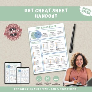 DBT Cheat Sheet, DBT skills, Borderline, bpd, therapy worksheet, mental health printable, therapy office decor, therapy resources
