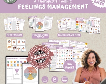 Feelings Thermometer Coping Skills Worksheets: Child Therapy (Digital Download)
