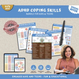 ADHD Printable Handout Bundle: Coping Skills & Positive Traits (Digital Download)