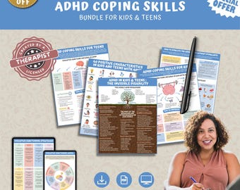 ADHD Printable Handout Bundle: Coping Skills & Positive Traits (Digital Download)