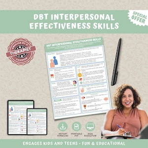 DBT Interpersonal Effectiveness Coping Skills Handout Poster, Dialectical Behavior Therapy, Counseling Mental Health Therapist Prints