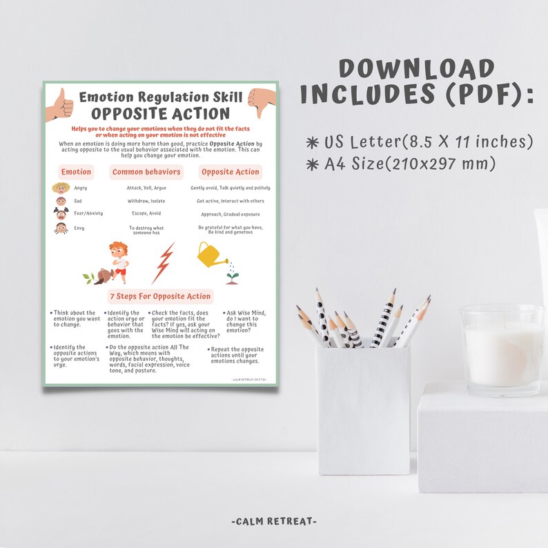 DBT Opposite Action Handout: Emotion Regulation Skills (PDF Download ...