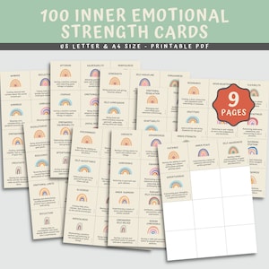 Tarjetas didácticas basadas en la fuerza emocional, autoestima, resiliencia, salud mental, crecimiento personal, terapia de grupo, decoración de la oficina, herramienta CBT, afrontamiento DBT