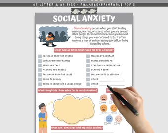 Social Anxiety Worksheet for Kids & Teens: Therapy Counseling Resource (Digital Download)