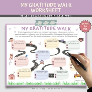 Hoja de trabajo de la caminata de gratitud: Aprendizaje socioemocional infantil (Descarga digital)