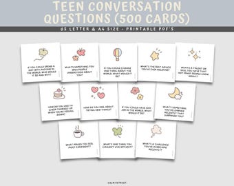 Teen Conversation Starter Cards: 500 Questions for Therapy (Digital Download)