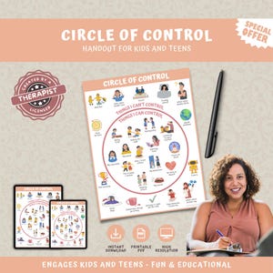 Circle Of Control Handout, Mental Health Digital Poster, Self Care For Kids & Teens, Therapy Counseling Wall Art, Therapist Office Decor